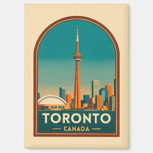Retro Vintage Travel Toronto Canada Skyline Scenic Magnet