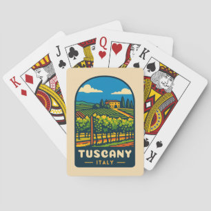 Retro Vintage Travel Tuscany Italy Vineyard  Playing Cards