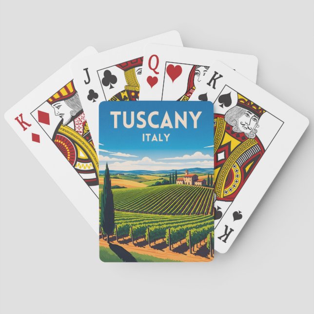 Retro Vintage Travel Tuscany Italy Vineyard  Playing Cards (Back)