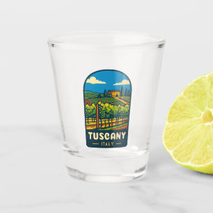 Retro Vintage Travel Tuscany Italy Vineyard Shot Glass