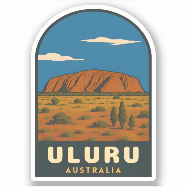 Retro Vintage Travel Uluru Australia Landscape (Front)