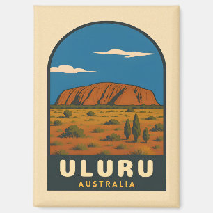 Retro Vintage Travel Uluru Australia Landscape Magnet