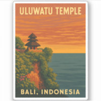 Retro Vintage Travel Uluwatu Temple Bali Seaside