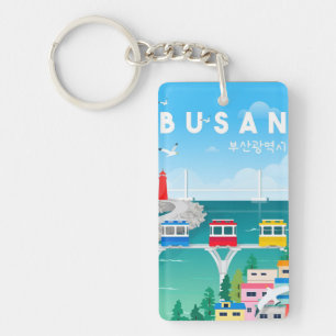 retro vintage travel vacation Busan korea Key Ring