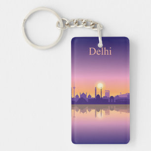 retro vintage travel vacation INDIA Delhi Key Ring