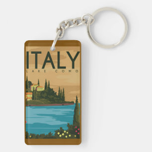 retro vintage travel vacation italy lake como key ring