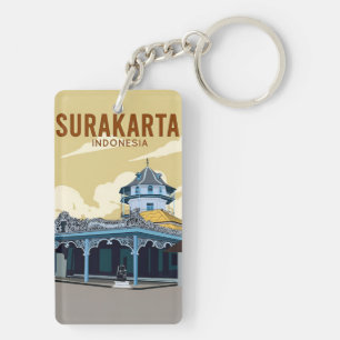 retro vintage travel vacation Surakarta Indonesia Key Ring