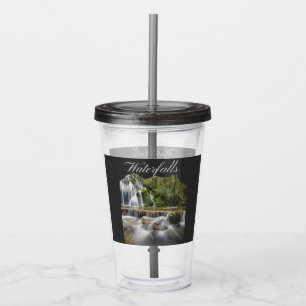 Retro Vintage Travel Waterfall Acrylic Tumbler