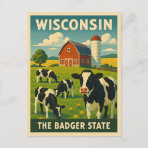 Retro Vintage Travel Wisconsin Dairy Farm Scenic Postcard