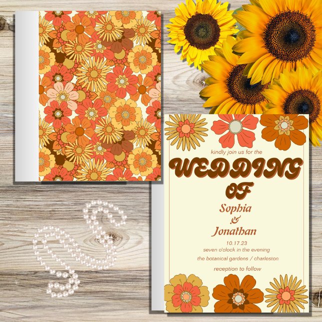 retro vintage trendy wedding invitation (Creator Uploaded)
