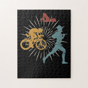 Retro vintage Triathlon Jigsaw Puzzle