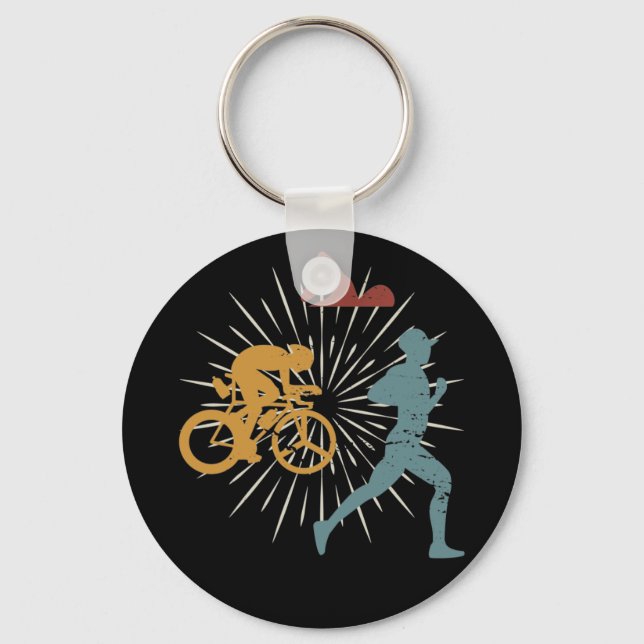 Retro vintage Triathlon Key Ring (Front)