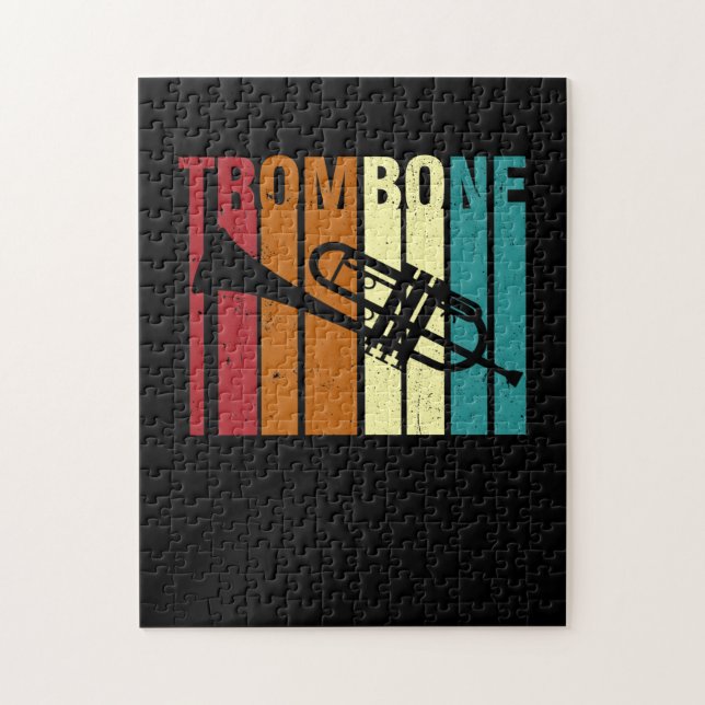 Retro Vintage Trombone Marching Band Trombone Jigsaw Puzzle (Vertical)