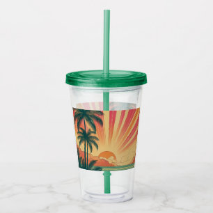 Retro/vintage tropical/Hawaiian sunset  Acrylic Tumbler