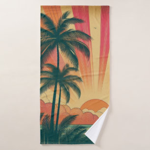 Retro/vintage tropical/Hawaiian sunset  Bath Towel