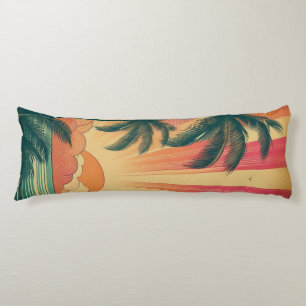 Retro/vintage tropical/Hawaiian sunset Body Cushion