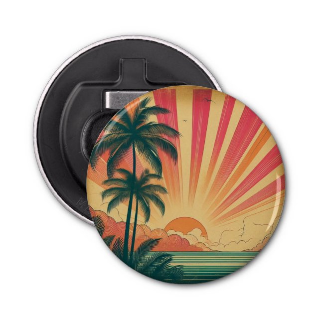 Retro/vintage tropical/Hawaiian sunset  Bottle Opener (Front)