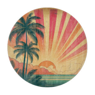 Retro/vintage tropical/Hawaiian sunset Cutting Board