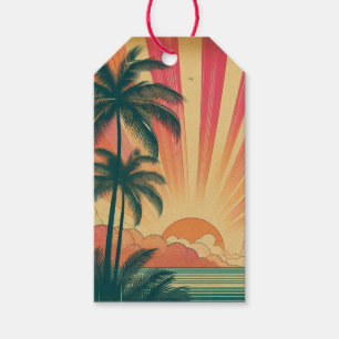 Retro/vintage tropical/Hawaiian sunset Gift Tags