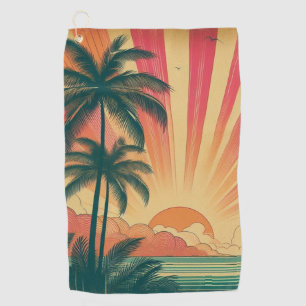 Retro/vintage tropical/Hawaiian sunset Golf Towel