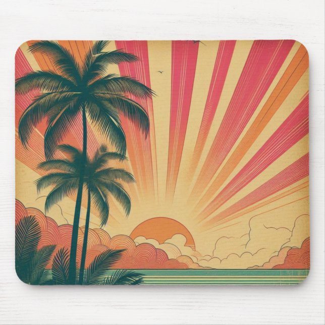 Retro/vintage tropical/Hawaiian sunset  Mouse Pad (Front)