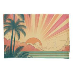 Retro/vintage tropical/Hawaiian sunset Pillowcase