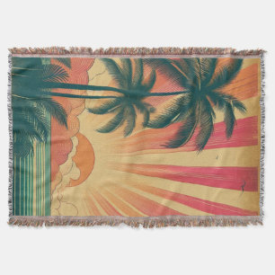 Retro/vintage tropical/Hawaiian sunset  Throw Blanket