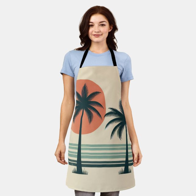 Retro/vintage tropical palms tree apron (Worn)