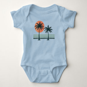 Retro/vintage tropical palms tree baby bodysuit