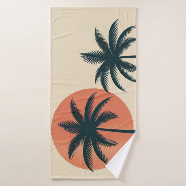 Retro/vintage tropical palms tree bath towel (Bath Towel)