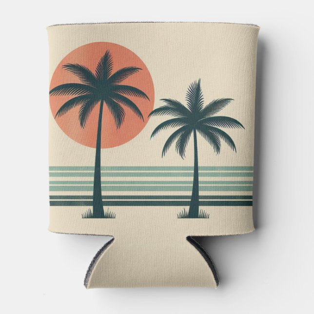 Retro/vintage tropical palms tree can cooler (Front)