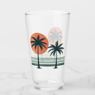 Retro/vintage tropical palms tree glass