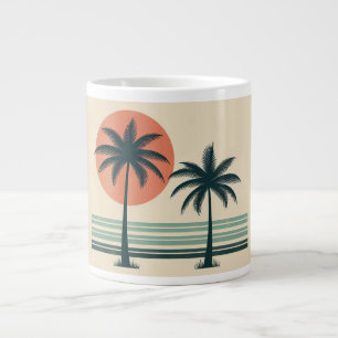 Retro/vintage tropical palms tree large coffee mug