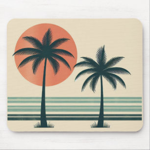Retro/vintage tropical palms tree mouse pad