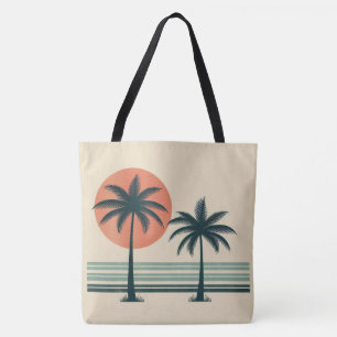 Retro/vintage tropical palms tree tote bag
