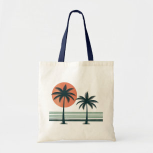 Retro/vintage tropical palms tree tote bag