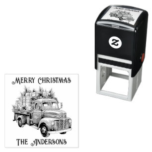 Retro Vintage Truck Merry Christmas Self-inking Stamp