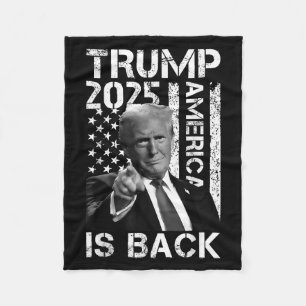 Retro Vintage Trump America Is Back 2025 Trump Fla Fleece Blanket
