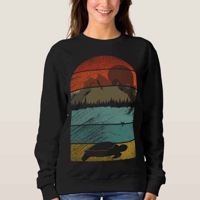 Retro vintage Turtle  and cute animal  4 Sweatshirt (Front)