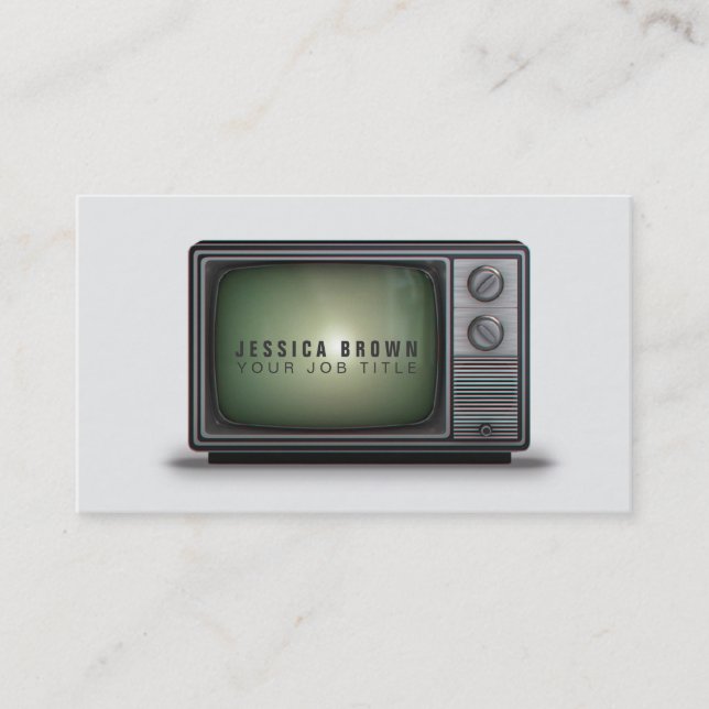 Retro Vintage Tv illustration Business Card (Front)