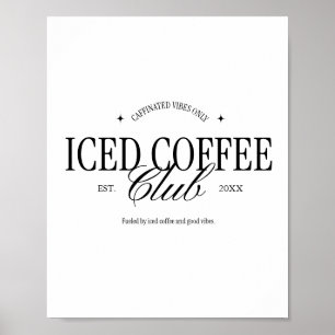 Retro Vintage Typography 'Iced Coffee Club' Custom Poster