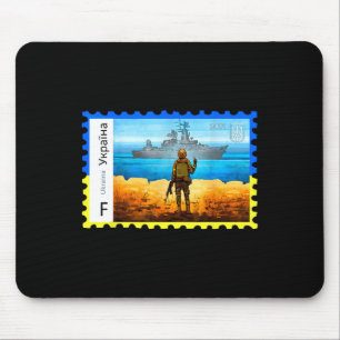 Retro Vintage Ukraine Postage Stamp Flag Pride Mouse Pad