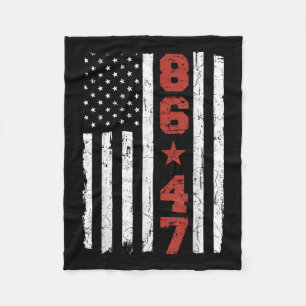 Retro Vintage Usa Flag 86 47 Anti Trump Fleece Blanket