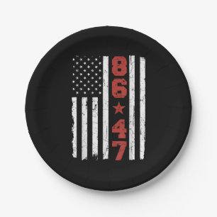 Retro Vintage USA Flag 86 47 Anti Trump Paper Plate