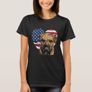 Retro Vintage Usa Flag Heart South African Boerboe T-Shirt