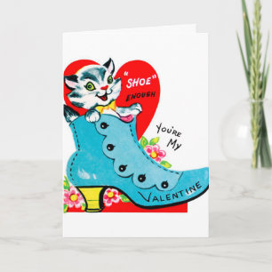 Retro Vintage Valentine cat add message card