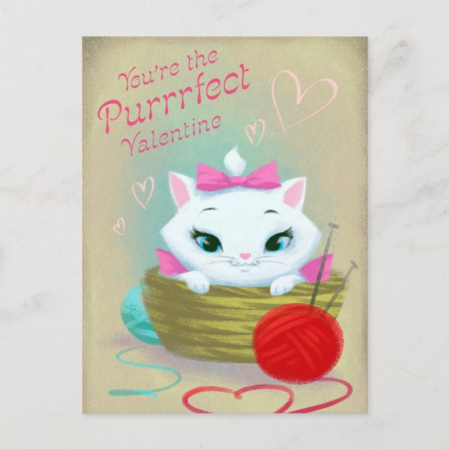 Retro Vintage Valentine cat Holiday postcard (Front)
