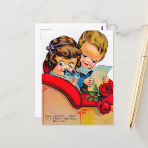 retro vintage Valentine couple Postcard