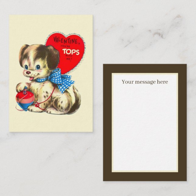 retro vintage Valentine dog  Card (Front/Back)