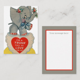 retro vintage Valentine elephant Holiday Card